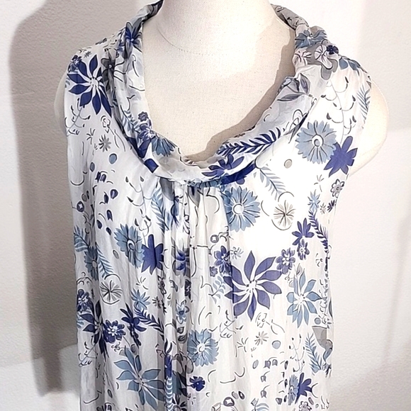 Ambra Blouse Silk Floral Sleeveless Cowl Neck White Size L - Picture 11 of 15